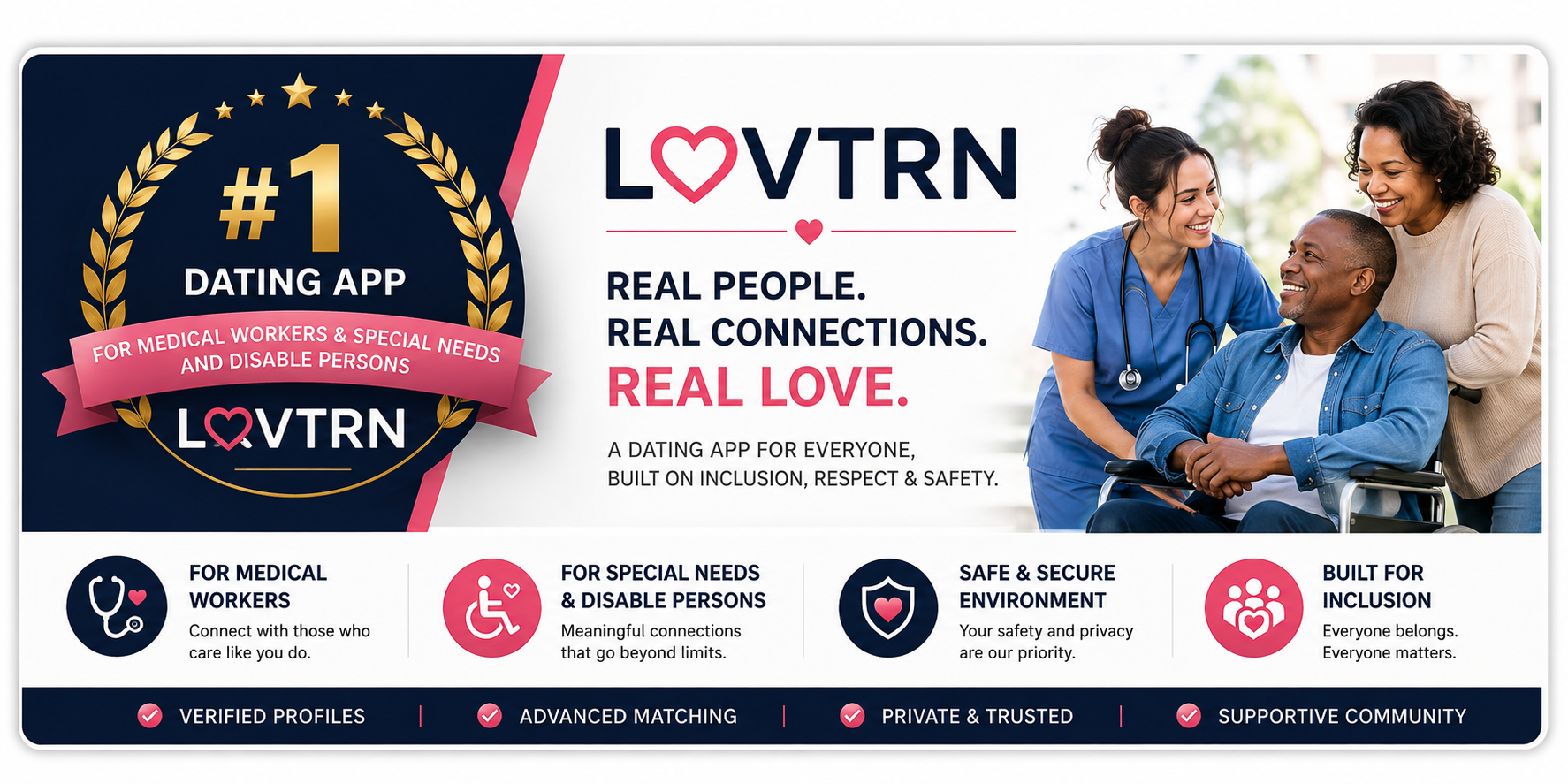 #1 Dating App for medical workers, special needs and disabled persons — real people, real connections, real love