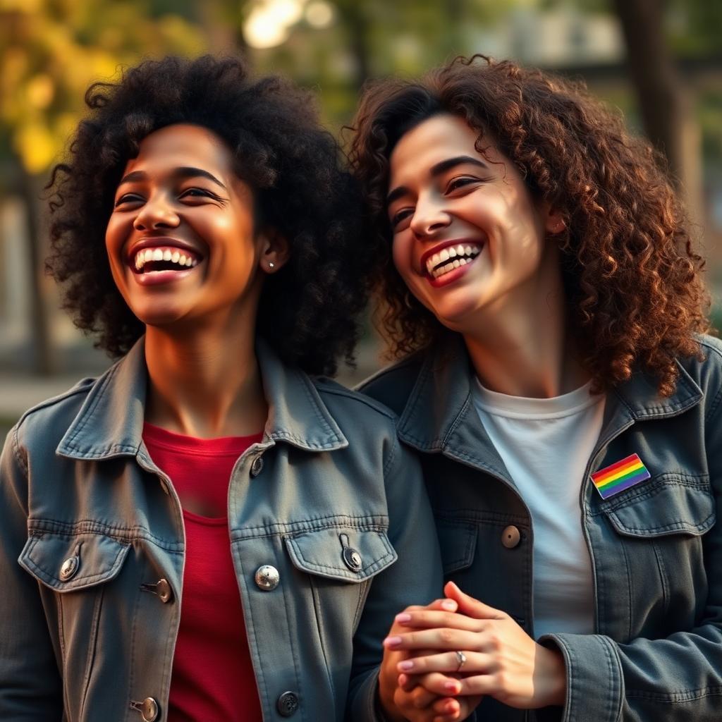 Same-sex couple smiling together